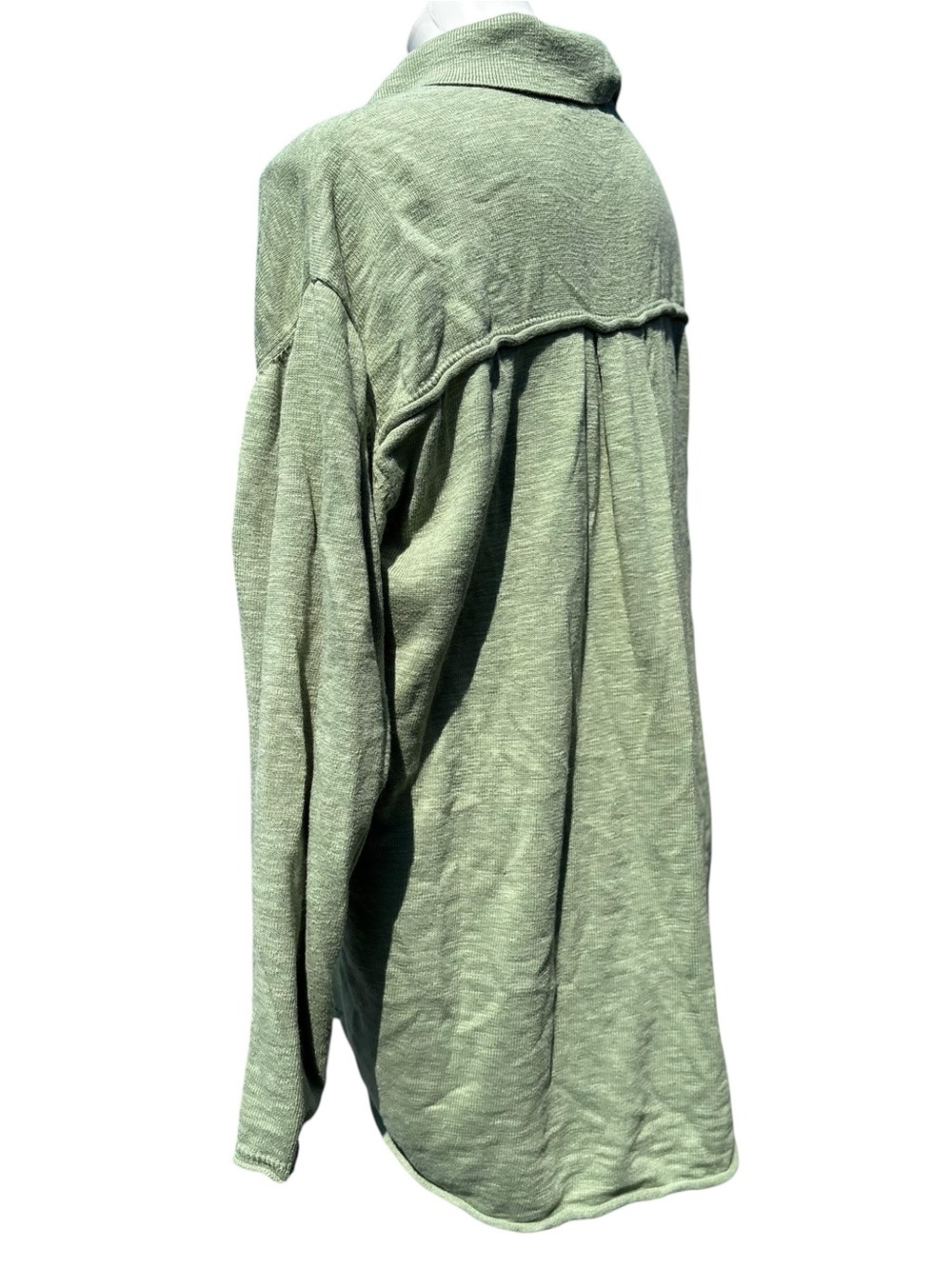 Free People Beach Oversized Green Button Up Linen Blend Sweater Medium - Picture 6 of 13